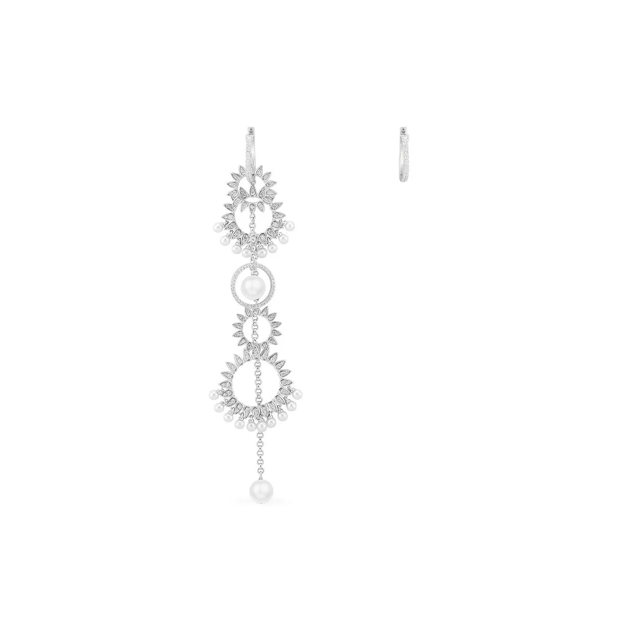 

Silver Jewelry S925 Crystal Pearl Tassel Earrings