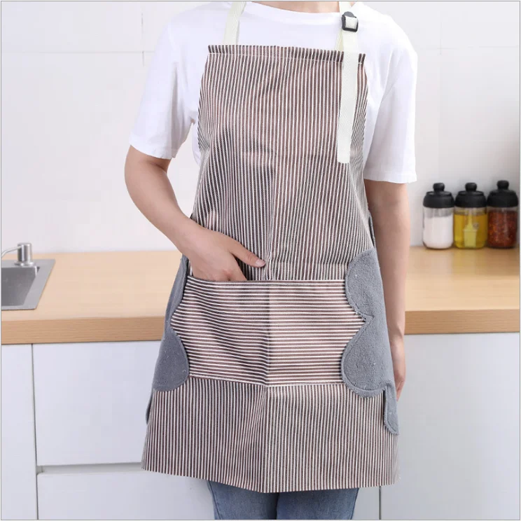 

Oxford Cloth Thicken Kitchen Apron Adult Fashion Stripe Apron Adult Waterproof Greaseproofness Apron, Red/green/coffee