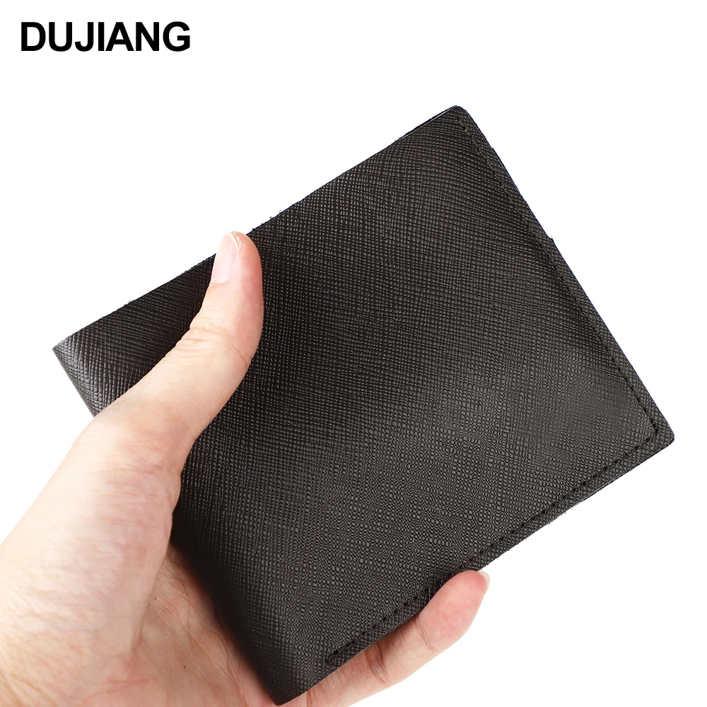 

Unisex Compact Genuine Leather Wallet Slimfold Short Purses with Open Closure Minimalist Card Holders for Men