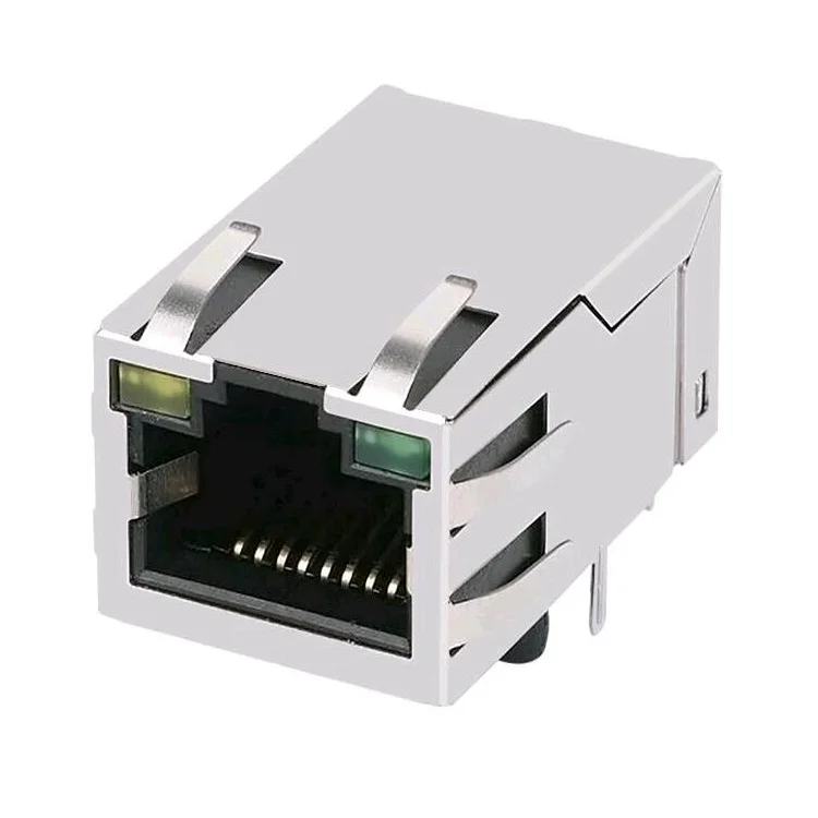

MIC24111-0108 Network Interface Tab Up 1x1 Port Ethernet Female Modular Jack 100Base-T 8 pin PCB RJ45 Connector With LEDs