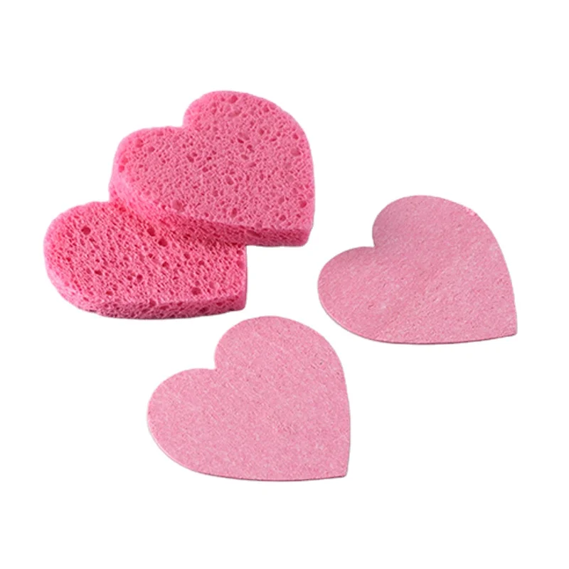 

Heart Shape Compressed Facial Sponge Cleaning Expanding Sponge Cellulose Compressed Sponge Manufacturing Process, White/natural/ blue/ green/ yellow/ pink