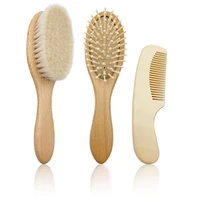 

2019 Amazon supplier professional goat hair brush Wooden Baby Brush and comb Set