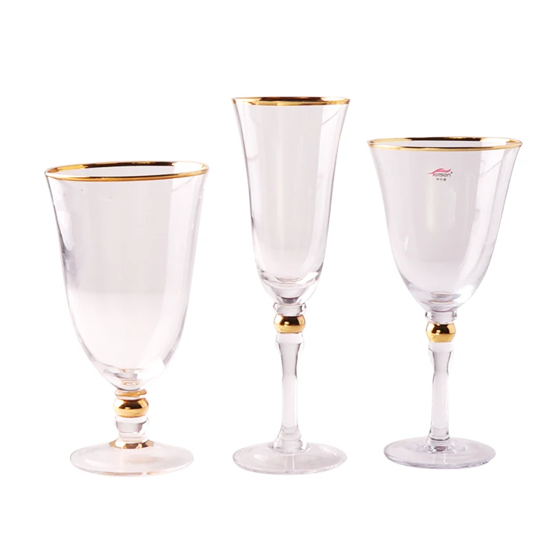 

High Quality gold rim wine glass Set Wedding Red Wine Drink Cup Set for sale, Clear