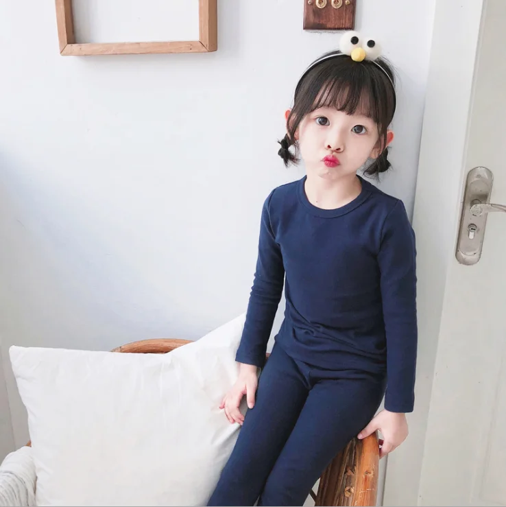

2020 Baby Girls grey color Pajamas Set Kids Clothes set for sleep