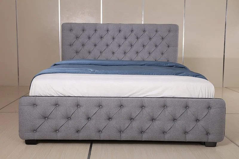 
Factory Linen Ottoman Latest Double Bed Design King Size Soft Bed 