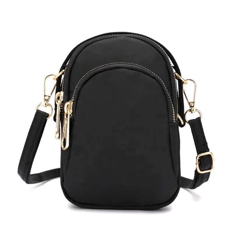 

Fashional Durable Waterproof Crossbody Bag Nylon Oxford Mini Women Sling Bag Black Women Mobile Phone Mini Bags, Black, purple, gray, khaki, blue