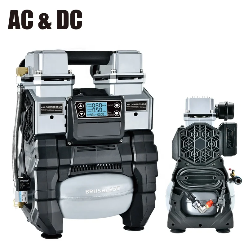 
portable mini tichop oilless quiet AC DC dual purpose brushless car cordless tire inflating air compressor pump 