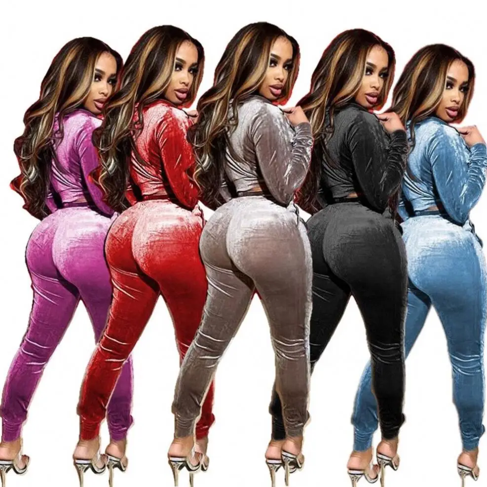 

Custom Women Clothing Winter Coats Jackets Ladies Women Velvets Coats 2 Two Piece Set Clothing Hoodies Velour Tracksuits