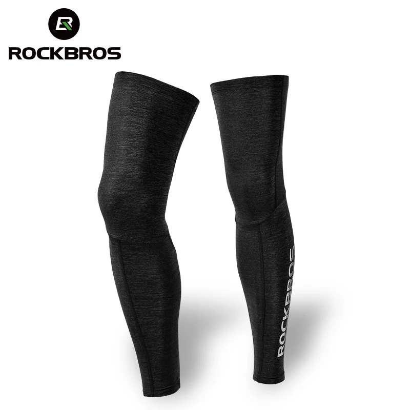 

ROCKBROS Ice Silk Lycra Cycling Legwarmers Anti-uv Sunscreen Gaiter Leg Sleeves Breathable High Elasticity Sports Men Leggings, Black / gray