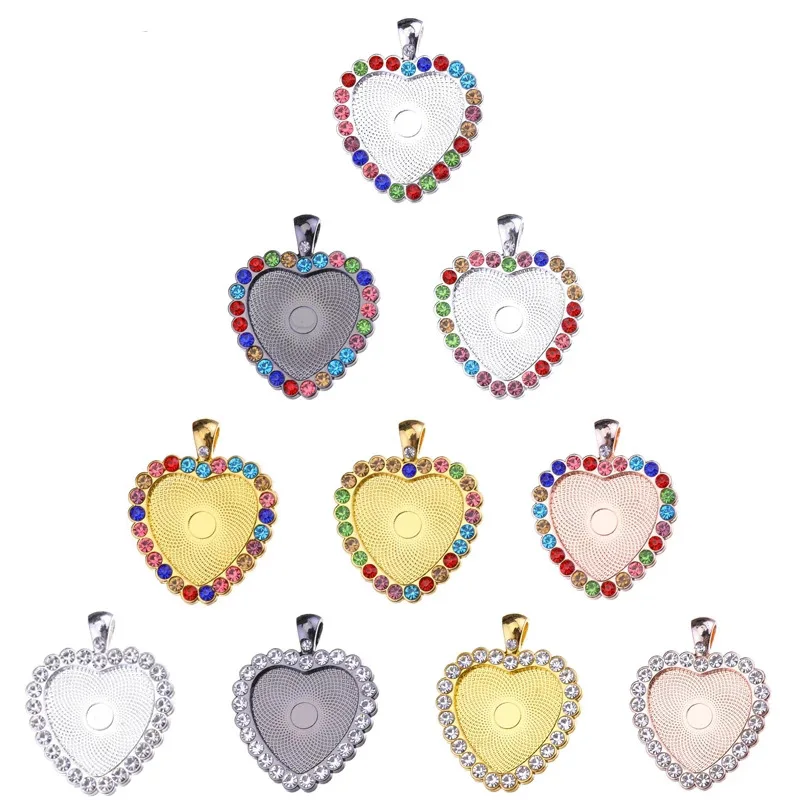 

2021 Sailing Jewelry 25mm Heart Time Gemstone DIY Diamond Photo Frame Pendant Heart Diamond Photo Frame Pendant
