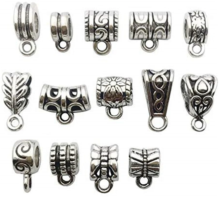 

Amazon Hot Sale120pcs European Bracelet Pendant Spacer Bead,Mixed Antique Tibetan Silver Bail Tube Beads,TOYS0149