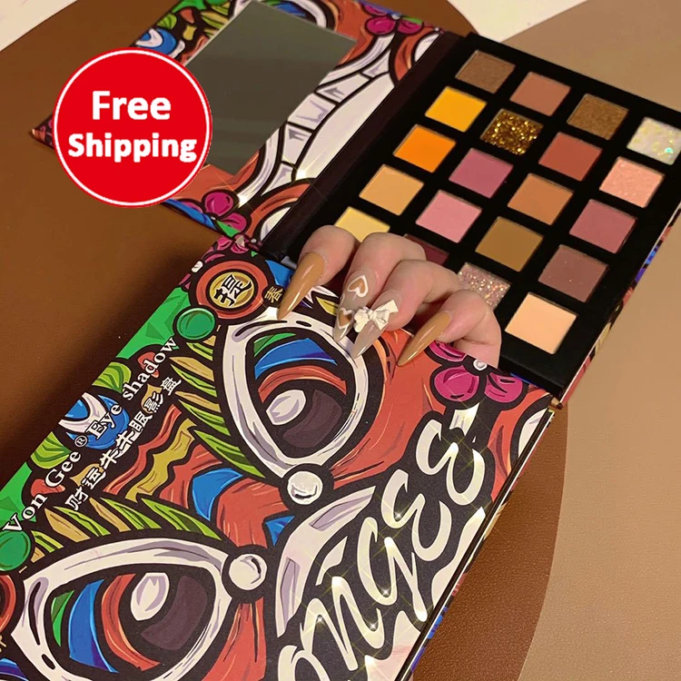 

FREE SHIPPING Cartoon Cattle Glitter Eyeshadow Shimmers Makeup Eyeshadow Palette