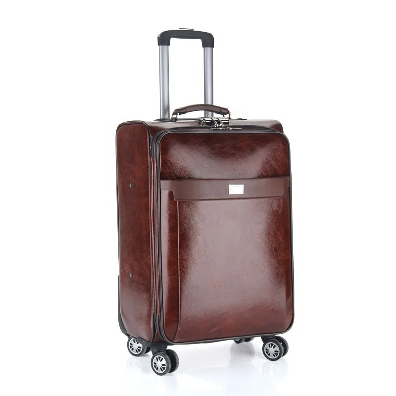 

High quality PU Leather trolley bags 4 spinner casters luggage suitcase carryonluggage, Black, blue, red, brown.customized