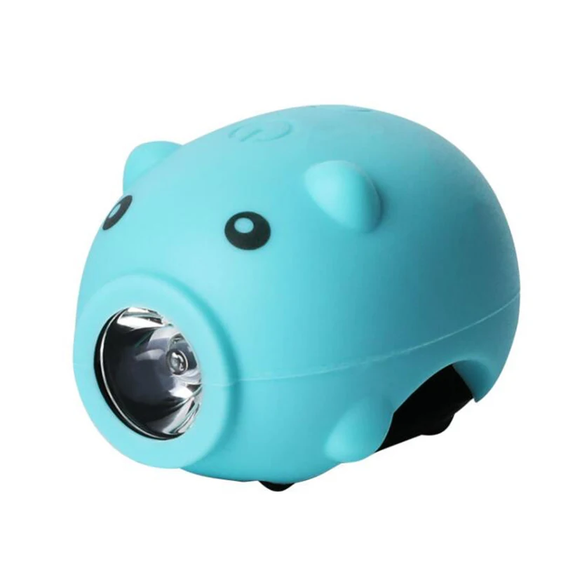 

Cute Bicycle Light Bike Horn Bell Pig Front Lights Tail Handlebar Head Lamp Cute Flash Kids Air Cycling Rubber Warning Siren, Black, pink, light blue, light green