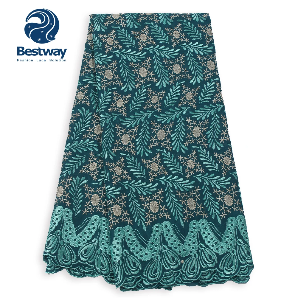 

Bestway Hot Selling Voile Suisse 2019 100% Cotton Polish Lace Fabric with stones, Gold,white,sky blue,water green,magenta,dust pink,peach,royal blue