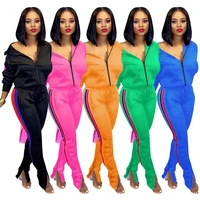 

Trendy Women Tracksuit 2019 Autumn Two Piece Set Zipper Top and Pants Suit Sports Jogger Set Casual Sweat Suits