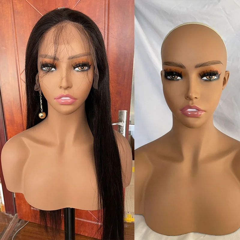 

18in Manikins Head Mannequin Head With Shoulders Realistic Mannequin Head, Light brown