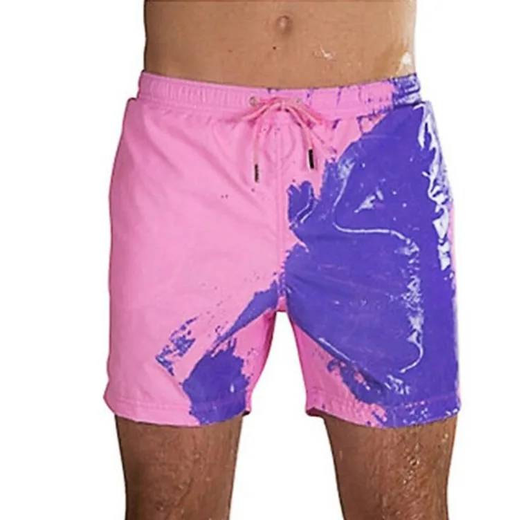 

Hot water color changing swimming trunks, beach pants, men's large size thermochromic shorts in Europe and America
