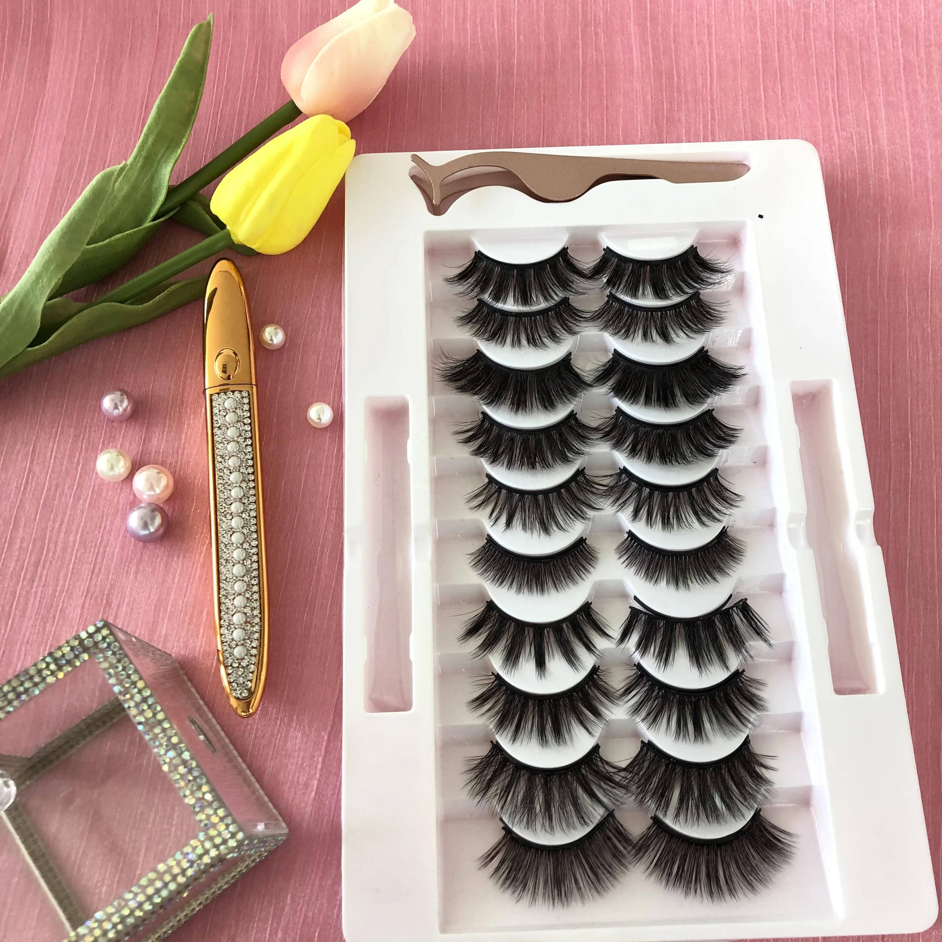 

READY TO SHIP Summer New Lashes Style Silk Lashes 8mm 12mm 15mm Length Faux Mink Lashes 3D Faux Mink Eyelashes With Free Box