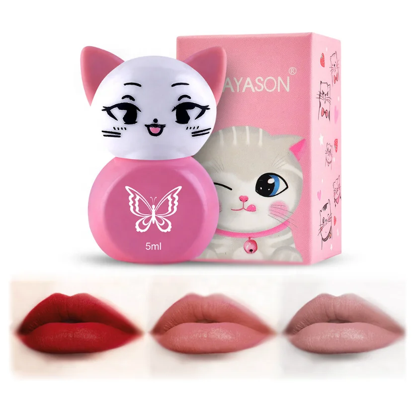 

2021 Hotest TEAYASON 3 Colors Cute Cat Shape Matte Lipstick Cosmetic Waterproof Long Lasting Pigment Velvet Red bean Lips Makeup, 3-color options