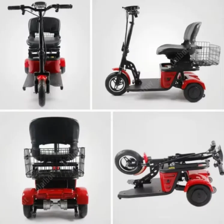 250W*2 36V Lightweight Foldable Mobility Scooter Electric Tricycle for Elderly Removable Battery Dual Motor 35-40km Range