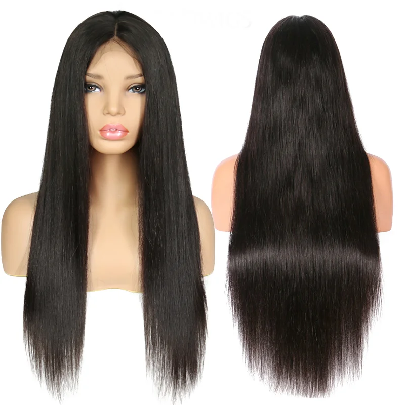 

100% human hair Brazilian virgin 4*4 lace frontal no tangle and no shedding straight wave wigs