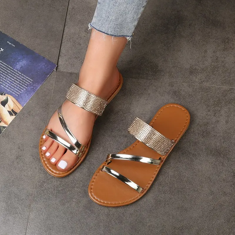 

2020 Mid Heel Sandal Fashion Flat Belt for Women Bling And Brand Name Brown Woman Clear Jelly with Diamonds 2021 Ladies Sandals, Multiple colour
