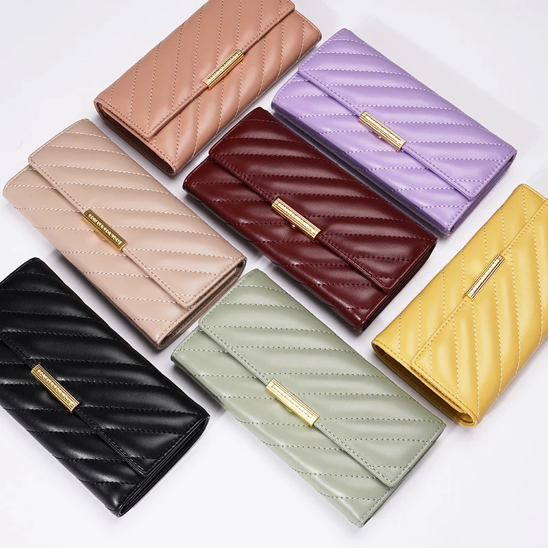 

Wholesale Cheaper Multi Colors Portable PU Leather Women Long Clutch Wallet for Female Portefeuillepour Femm, Customized color