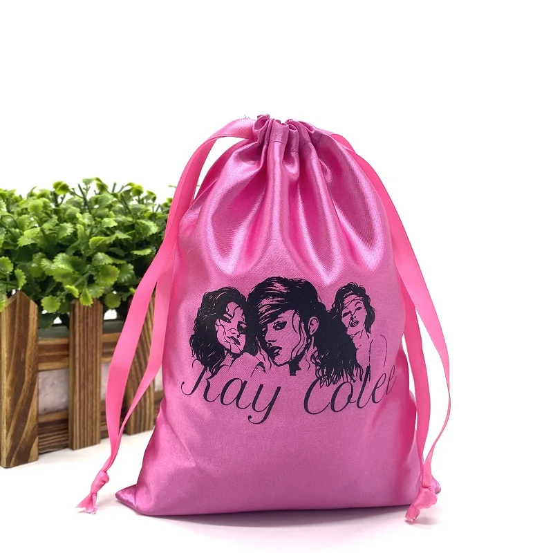 

Hot Pink Promotional Custom Logo Makeup Drawstring Bags Travel Cosmetic Pouch Gift Makeup Satin Packaging Bag, Gray, white, black , blue, red, yellow, green , purle etc.