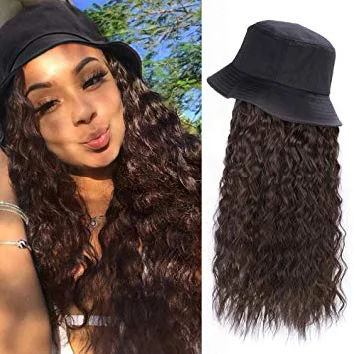 Travel Baseball Cap Hats Hair Wig 