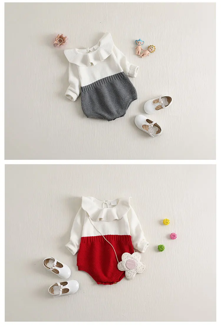 Knitted Romper Long Sleeve Infant Cartoon Romper Bunny Sleeve Long Winter Jumpsuit Newborn Baby Gift Set Clothes