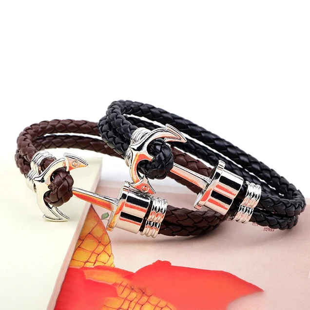 

Minimalist Macrame Male Trendy Charm Handmade Bangle Jewelry European Men Anchor Bracelet Luxury, 2 options
