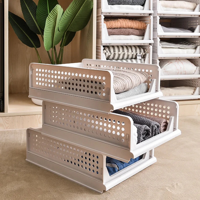 Multi Stackable Drawer Vertical Wardrobe Cloth Storage Basket Organizer Box Rack 