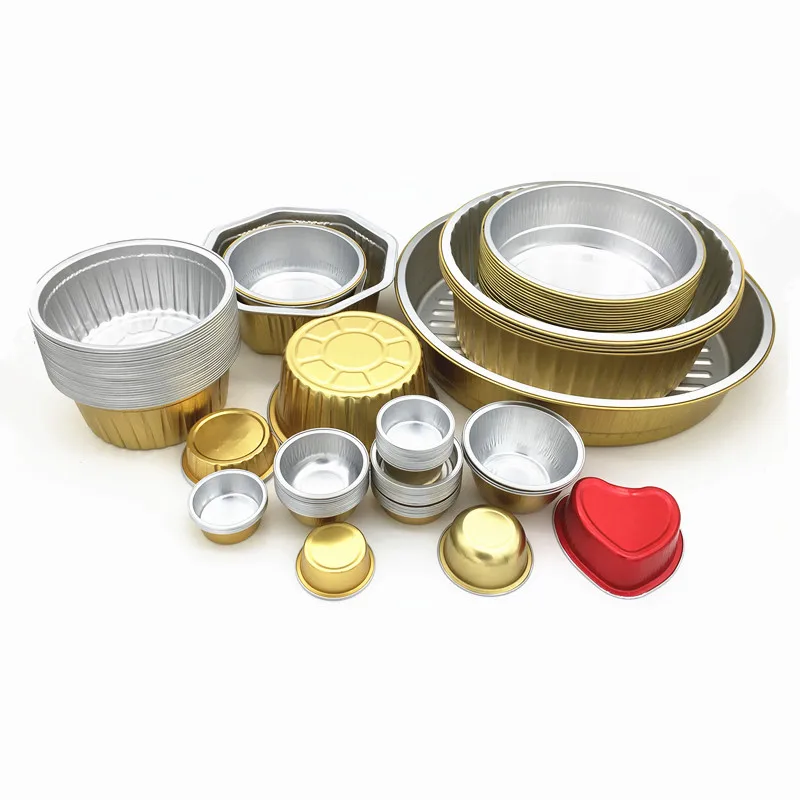 product y345 factory wholesale aluminum foil smoothwall food containers 345ml gold rice soup bowl disposable aluminum foil cake pan-7