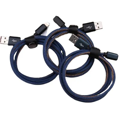 Fast charger 5V 2.4A Jean USB data cables 0.25M 1M 1.5M 2M 10ft productos