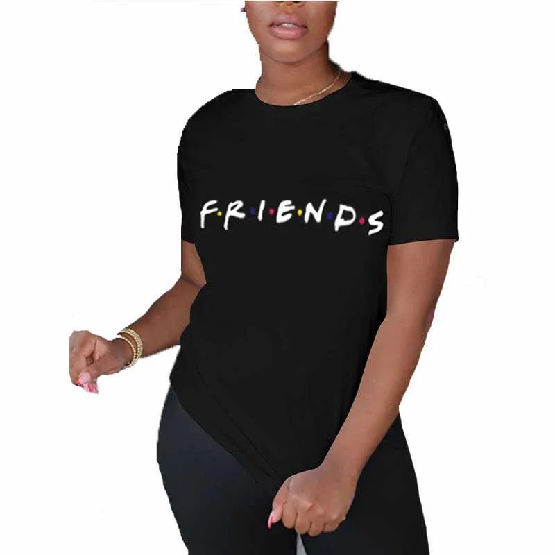 

Women's Printed Friend Round Neck Short Sleeve T-shirt