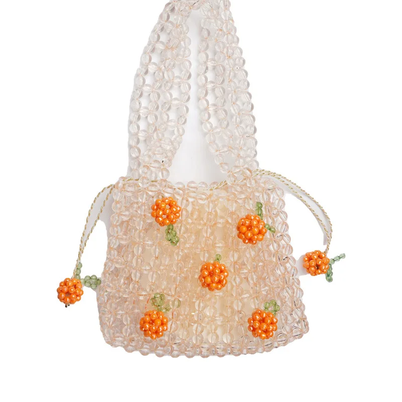 

Orange soda strawberry beading hand woven transparent pearl bag portable single shoulder bag, Four types for you choose
