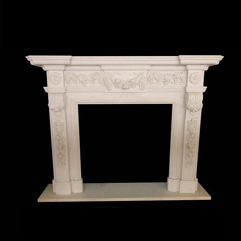 french natural stone marble fireplace mantle for wall decoration