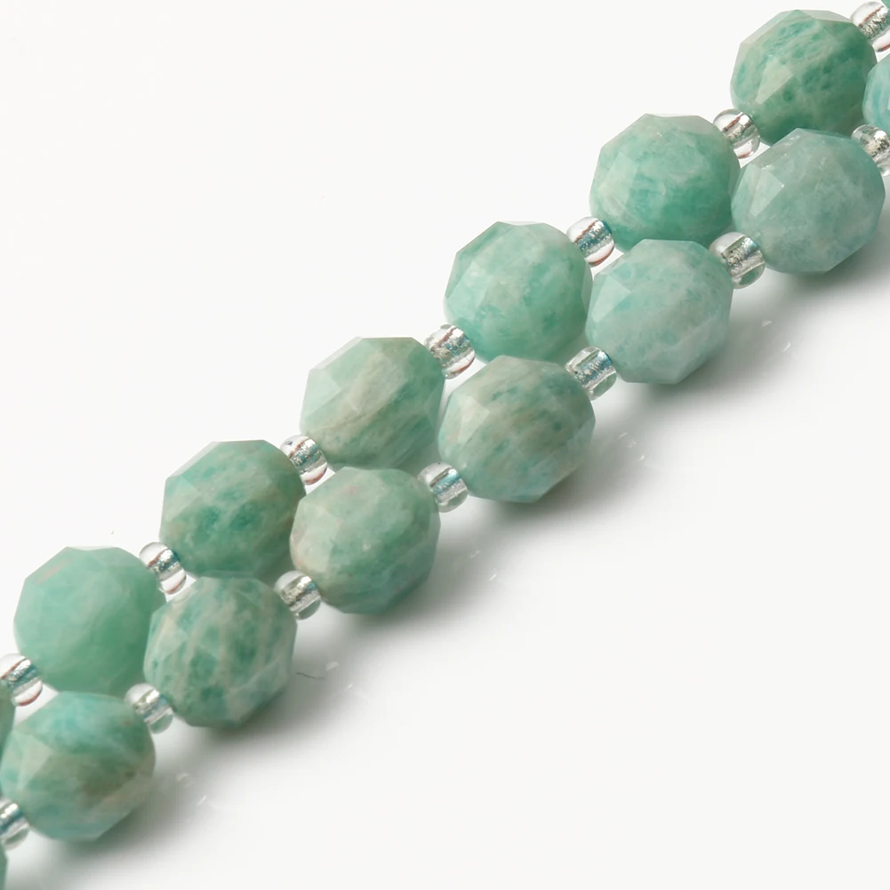 

Wholesale 7.5Inches/15Inches Olive Shape Faceted Genuine Blue Amazonite Stone Beads for DIY Jewelry Making