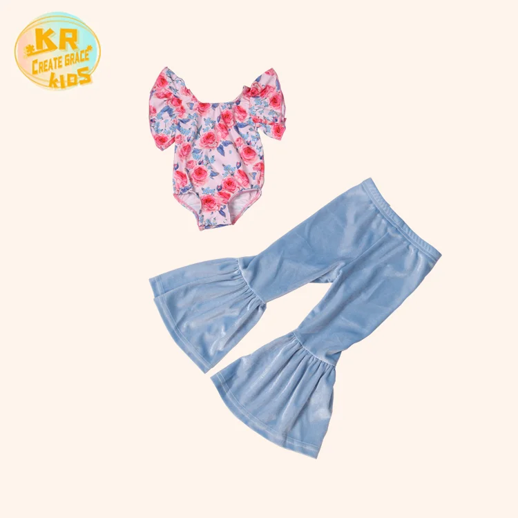 

Wholesale Romper Set Baby Clothes Flower Little Girls Summer Outfits Boutique Clothing Sets