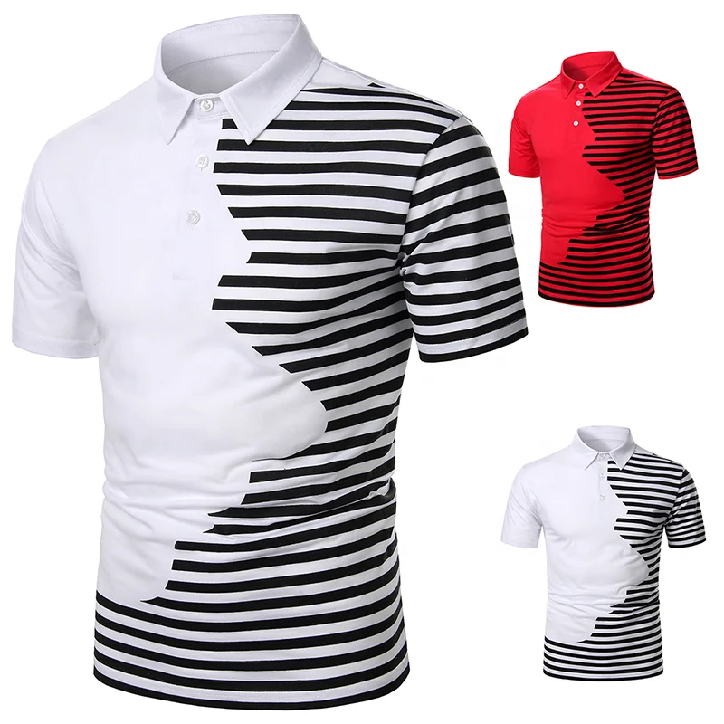 

Men's Knitted Plain Polo Shirt Short Sleeve Embroidered Polo Tee Summer High Street Shirts Casual Stripped Man's Polo Shirts, Customized colors