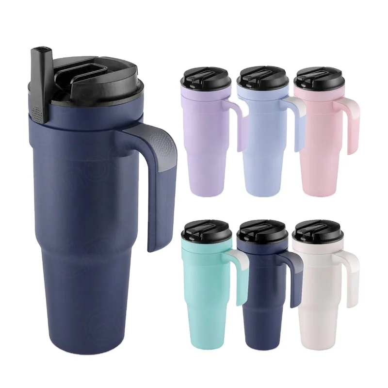 

Patent Outdoor Travel Mug Tumbler 40 oz Stainless Steel Vacuum Insulated Mug with HandleLid and Straw Insulated Coffee Mug