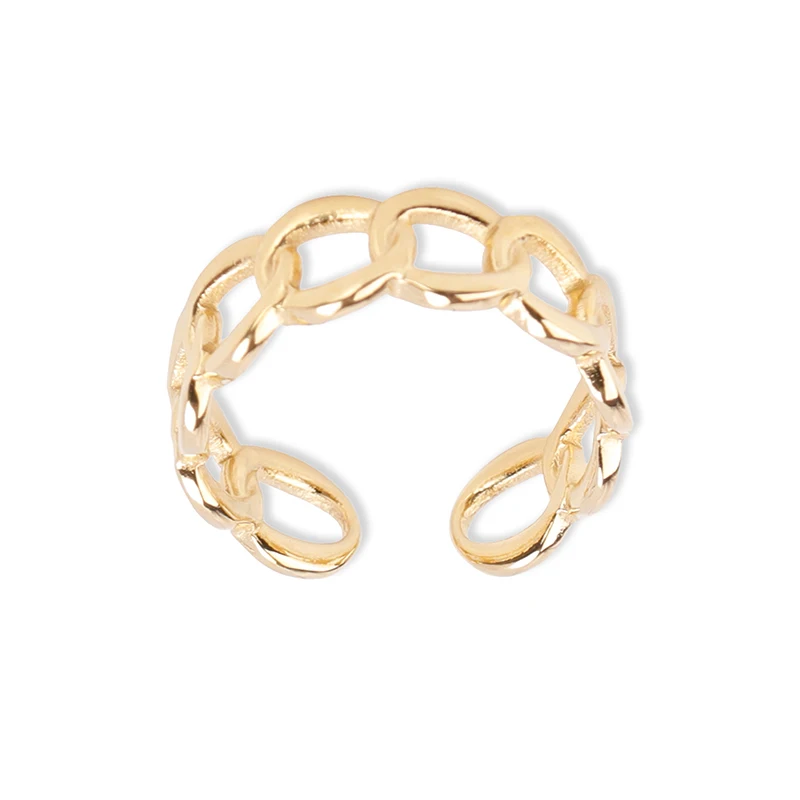 

JR0016 Factory high quality 316L stainless steel 14K gold chain rings Free Sample