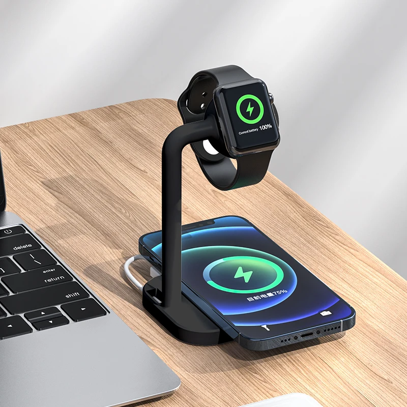 

Portable Qi 15W Fast Phone Stand Watch Dock Earphone Charge Station Folding 3 IN 1 Wireless Charger For i.Watch Cellphone