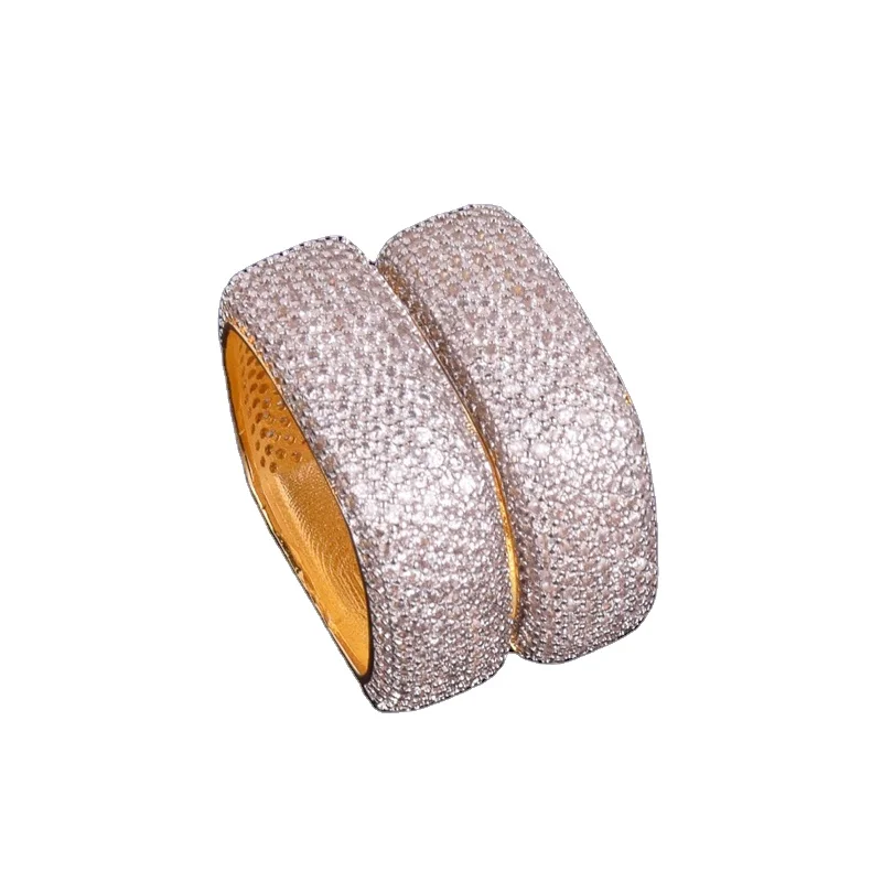 

Blues RTS Hip hop copper gold plated Iced Out diamond square metall ring