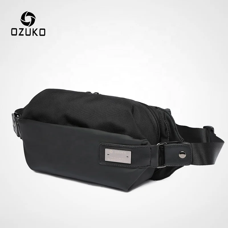 

OZUKO D9103 Drop shipping New Fanny Pack Men Packs Custom Logo Waterproof Sport Belt Fitness Pouch Strap Running Waist Bag, Black/blue/grey/black camouflage