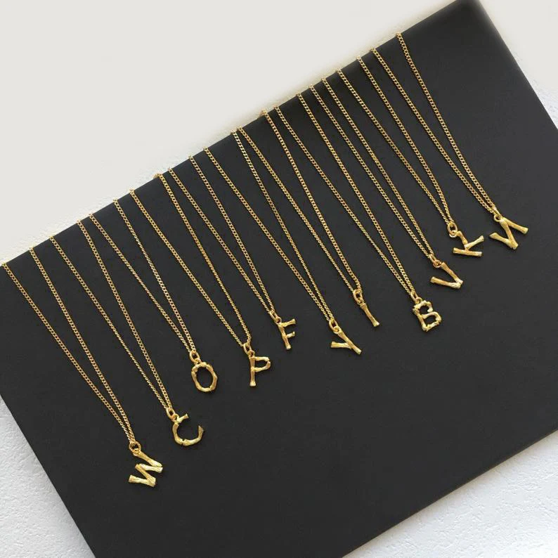 

Trendy Stainless Steel Gold Plated Initial 26 Alphabet Bamboo Letter Pendant Necklace bamboo initial necklace wholesale