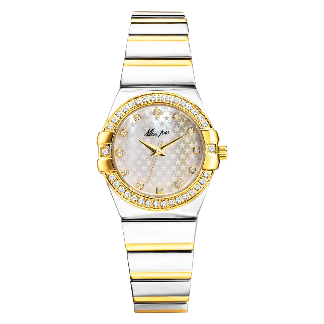 

MISSFOX Gold Watch Fashion Brand Rhinestone Timepiece Women Xfcs Girls Superstar Original Watches