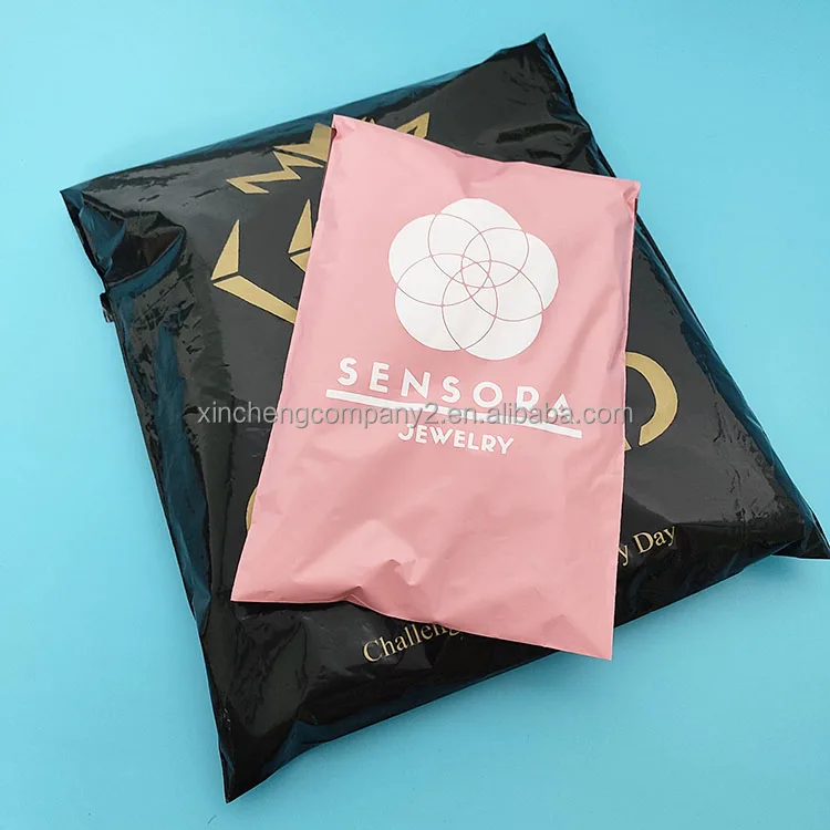 

Factory Wholesale Black Pink Poly Mailers Custom Waterproof Self Adhesive Plastic Mailing Shipping Bag For Clothing Packing
