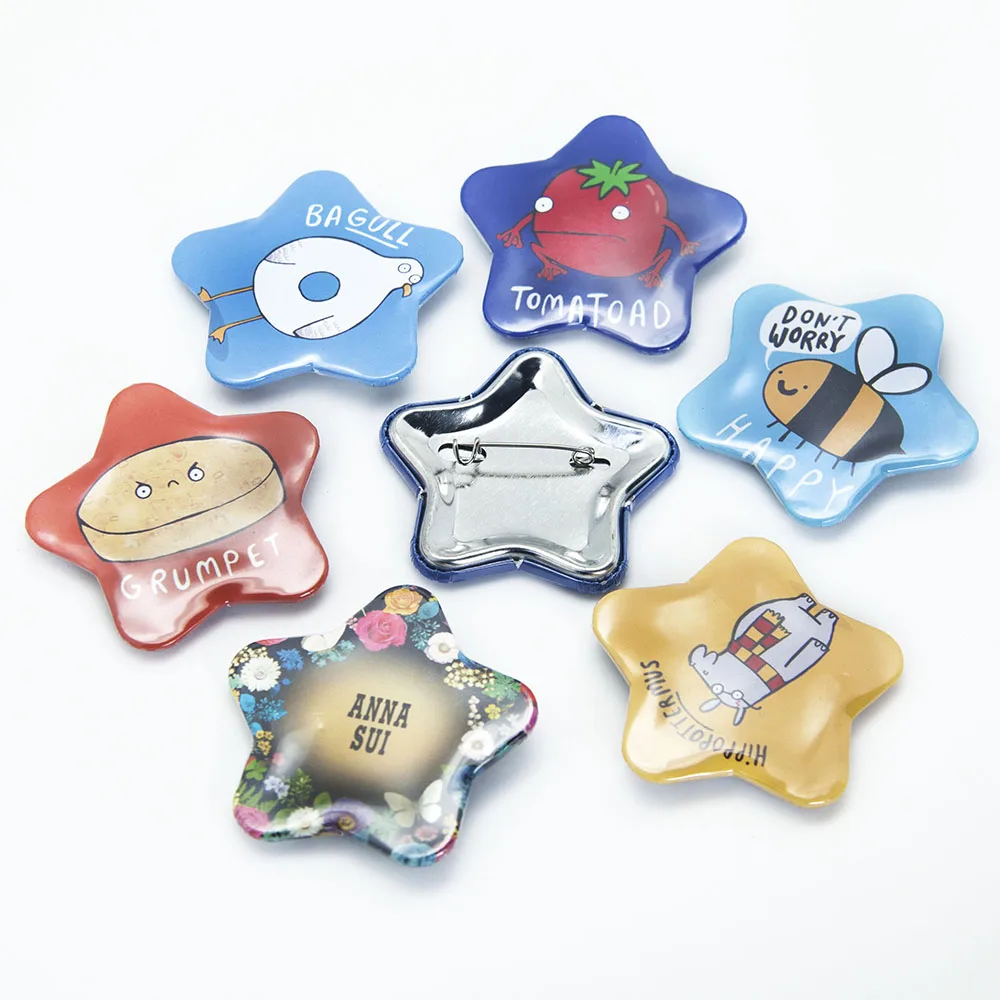 

Wholesale High Quality DIY Star Shape Tin Button Pin Badge